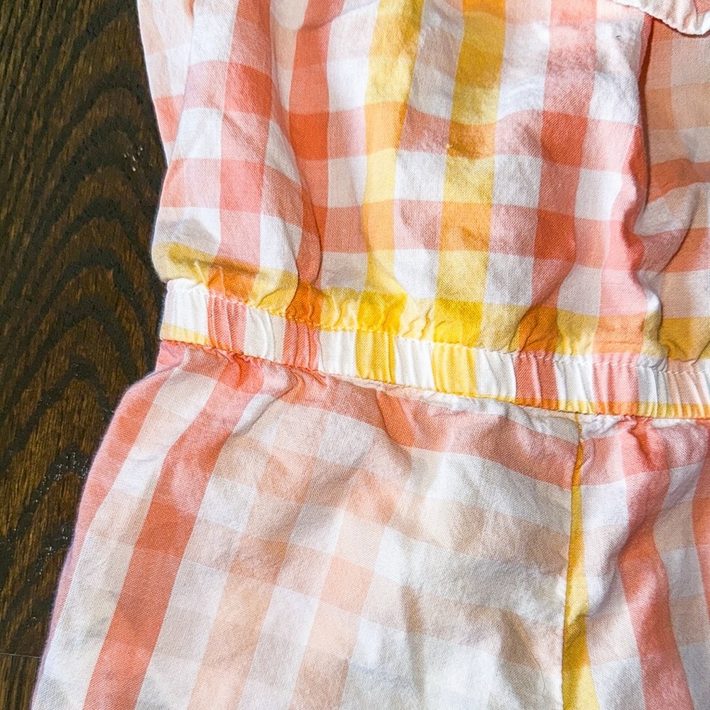 OshKosh B’gosh Pink & Yellow Plaid Sleeveless Romper | 18M - Picture 6 of 8